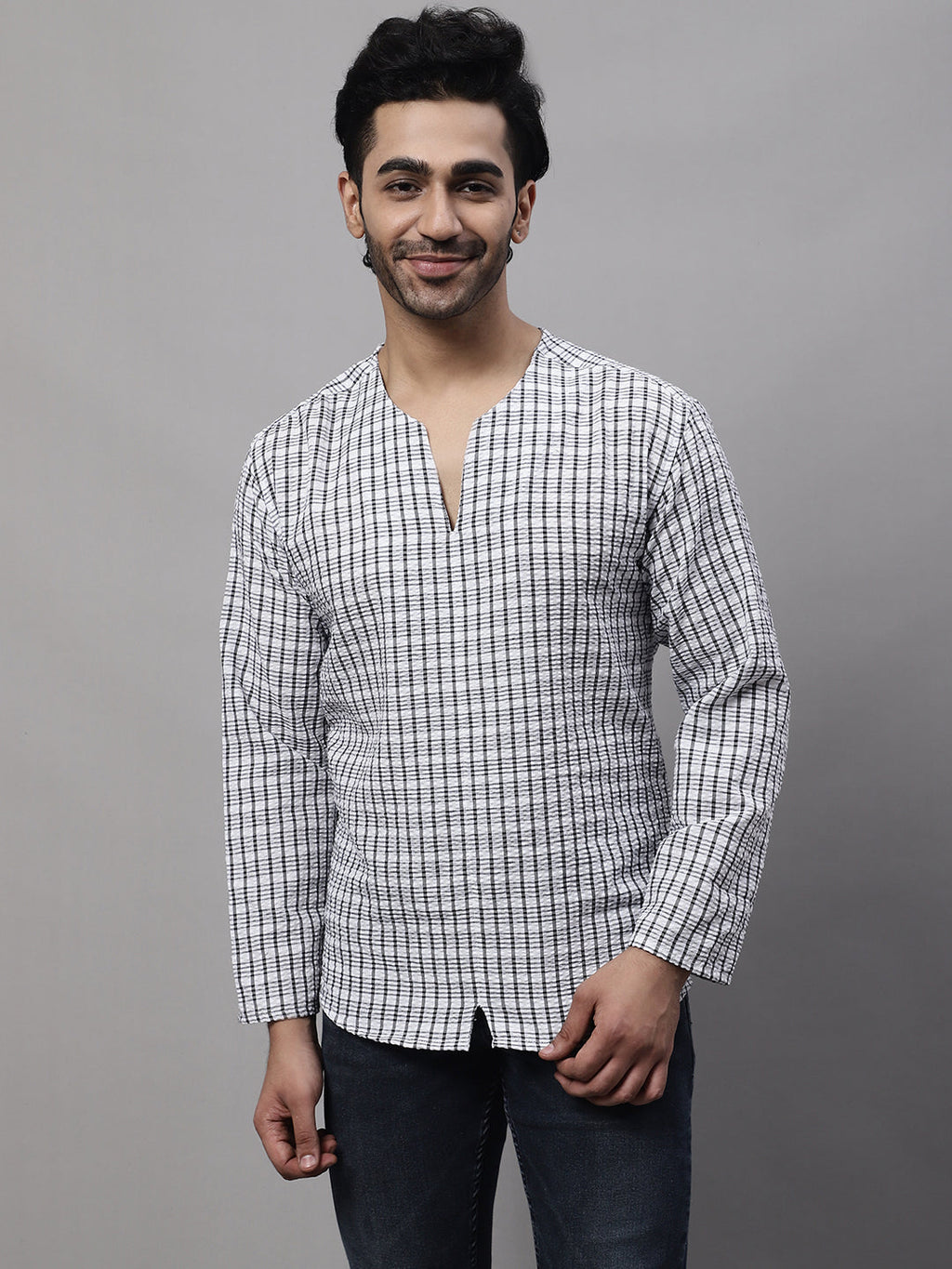 Even Apparels Multi Pure Cotton Open Neck Kurta