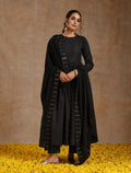 trueBrowns Black Gold Cotton Anarkali Set