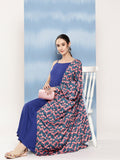 InWeave Women's Ink Blue Strappy Set With Navy Pink Lotus Cr Dupatta
