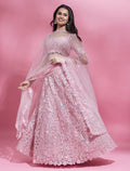 House of Panchhi Pink Color Net Sequins Work Lehenga