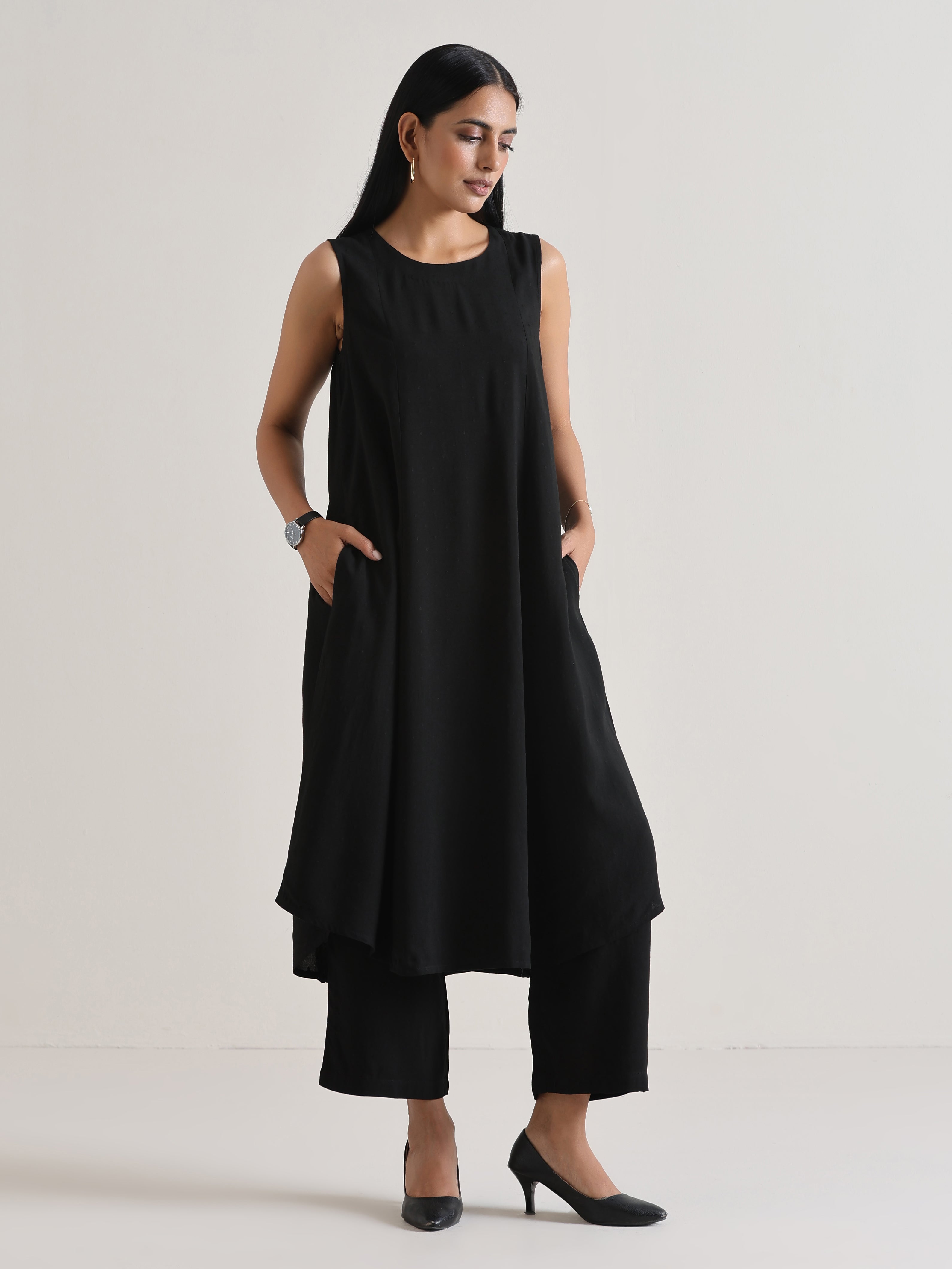 trueBrowns Black Panelled Co-ord Set
