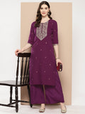 Ahalyaa Women Floral Yoke Design Regular Kurta with Palazzos