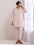 trueBrowns Pink Slub Relaxed Fit Co-Ord Set