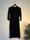 trueBrowns Black Slub Button Up Kurta