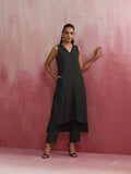 trueBrowns Dark Olive Green Cotton Dobby Kurta Set