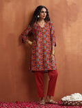 trueBrowns Rust Print Kurta Co-ord Set