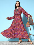 InWeave Women's Wine Edgy Print Dress