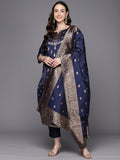 Ahalyaa Unstitched Navy Blue Dress Material