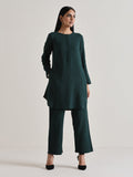 trueBrowns Dark Green Front Placket Co-Ord Set