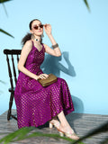 InWeave Women's Wine Gold Small Boota Long Dress