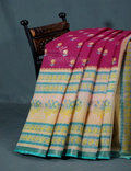Magenta Pink And Mint Green Block Print Pure Kota Cotton Saree By Gayathri Reddy Designer Studio