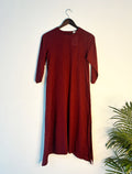 trueBrowns Maroon Slub Straight Kurta