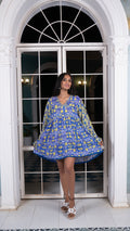 Noroke Cupro Muslin Blue Pottery Tunic Dress