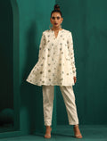 trueBrowns Ivory Blue Floral Cotton Flared Co-ord Set
