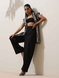 trueBrowns Beige Cotton Geometric Print Jacket Co-ord Set