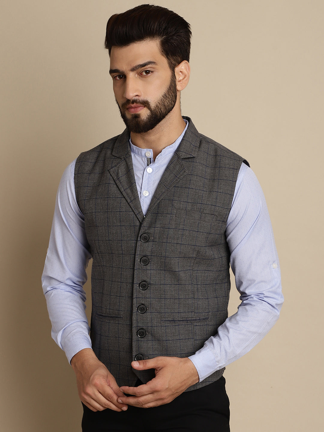 Even Apparels Men's Grey Waistcoat with Notched Lapel