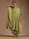 trueBrowns Light Green Modal Satin Kaftan Kurta Set
