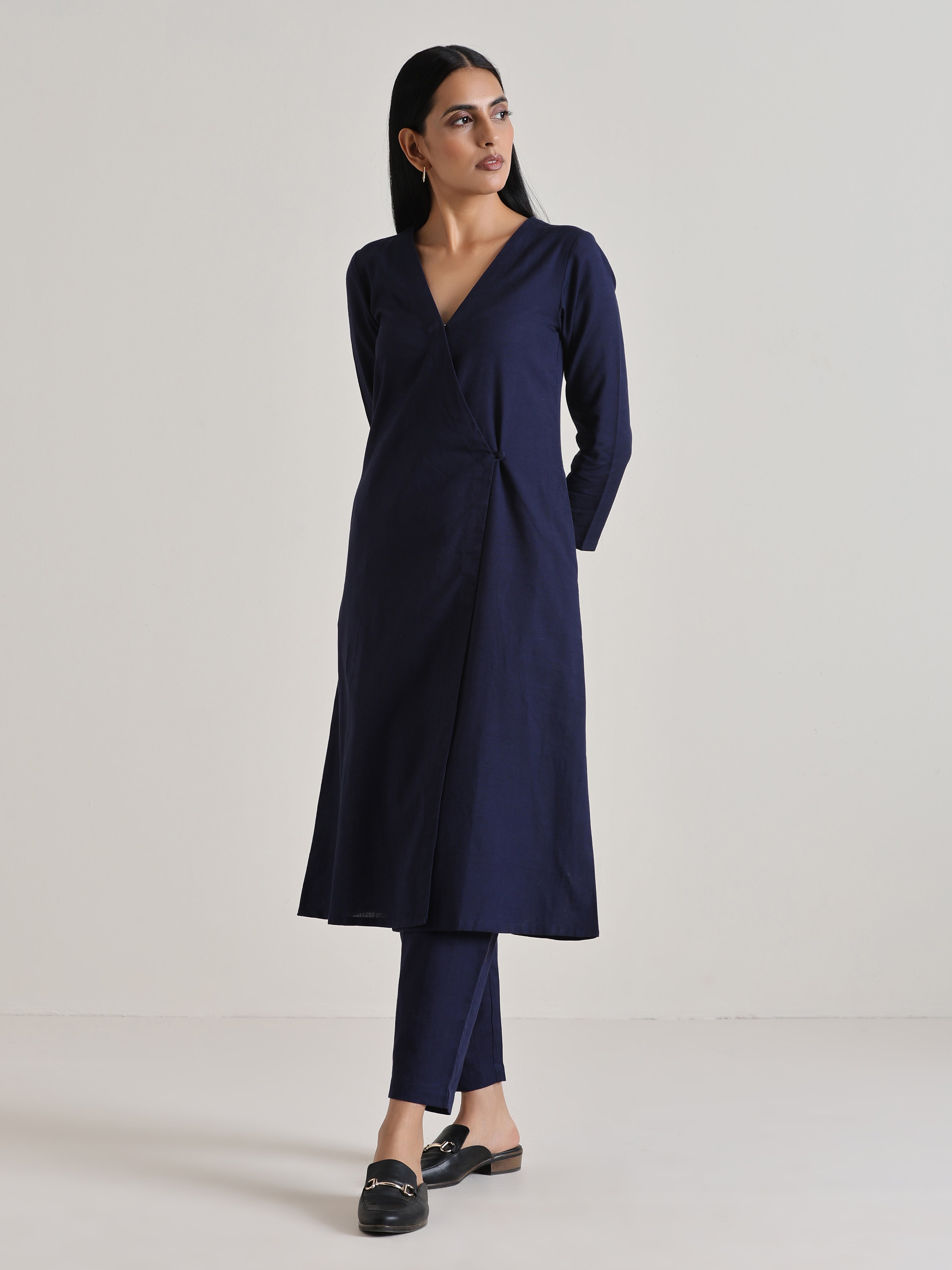 trueBrowns Blue Angrakha Kurta Set