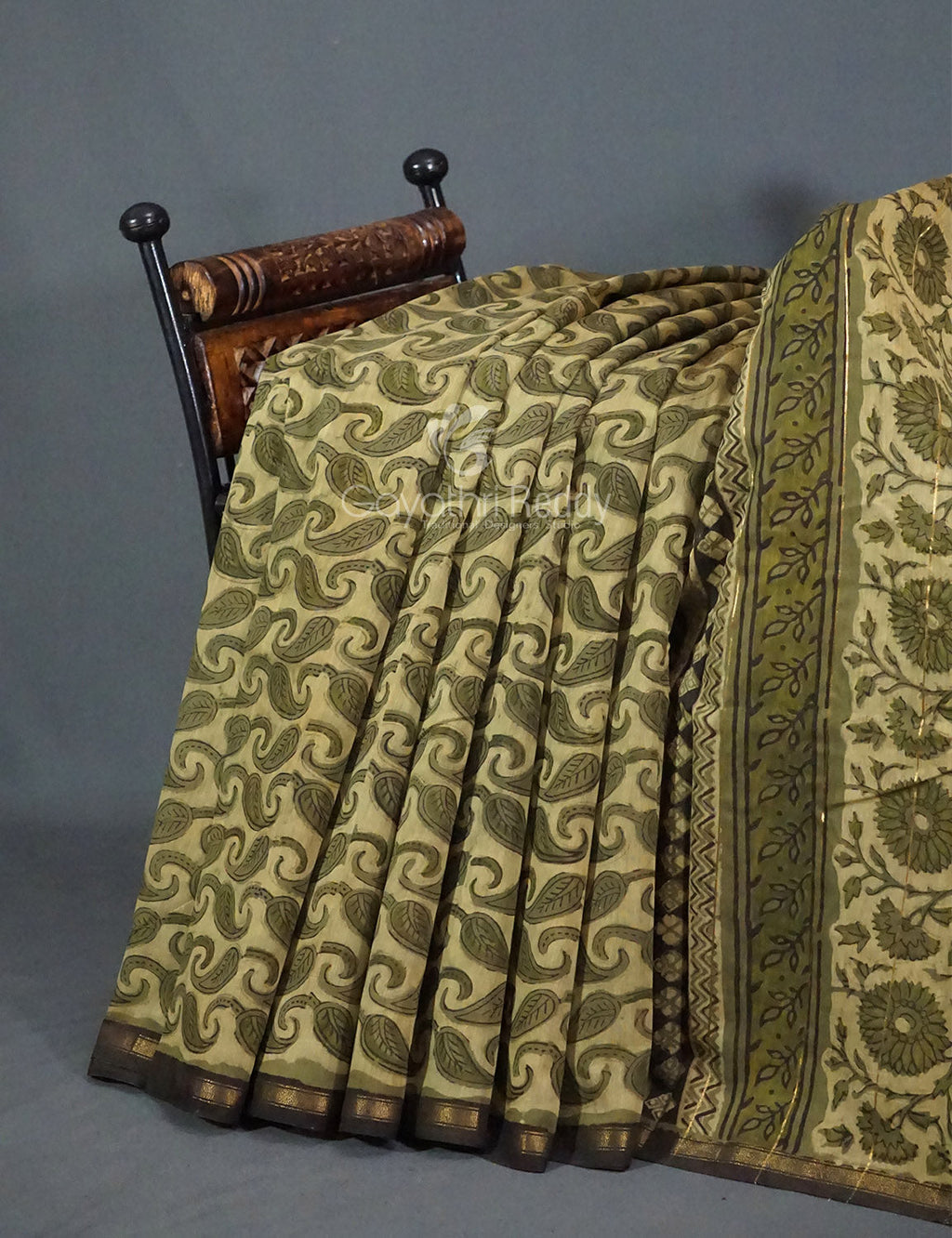 Shades of Heena Green Printed Chanderi Saree for Regular/Office Wear By Gayathri Reddy Designer Studio