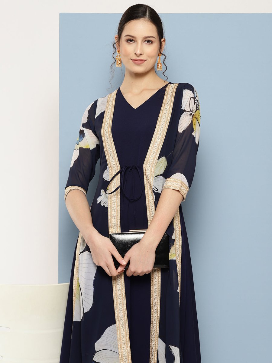 Ahalyaa Floral Printed Maxi Empire Ethnic Dress