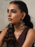trueBrowns Silver Tone Chandbali Earrings