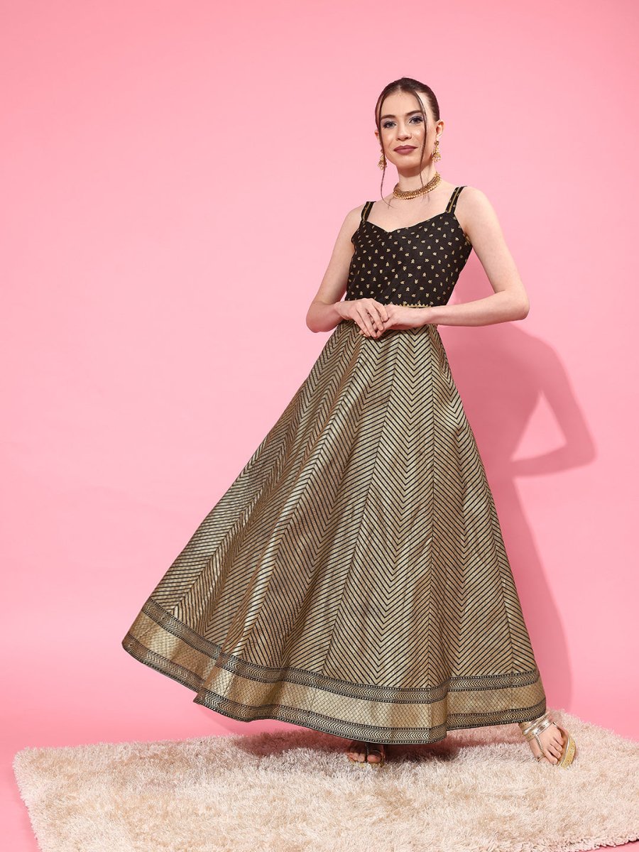 Ahalyaa Chevron Printed Maxi Ethnic Dress