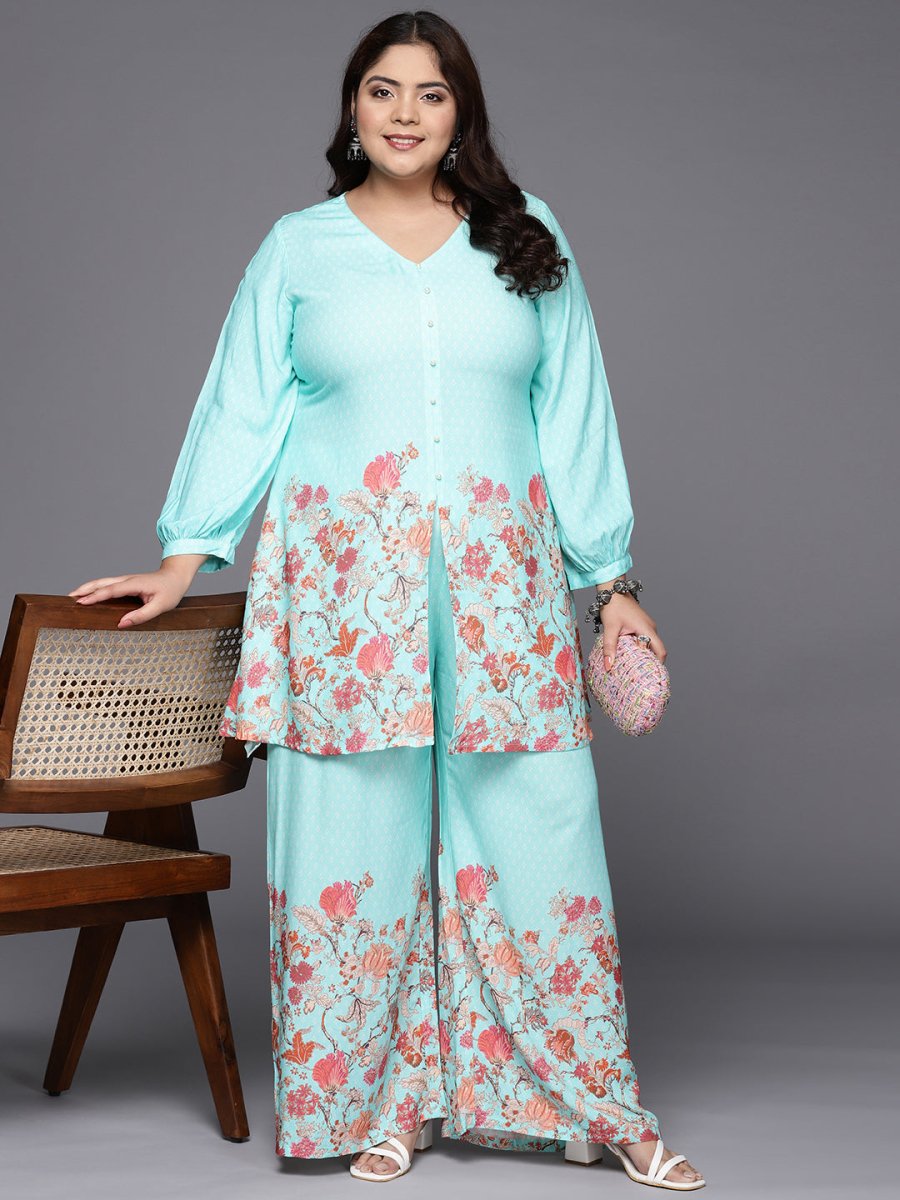 Ahalyaa Women Plus Size Tunic with Palazzos