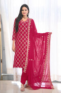 Teeya Creation Rani Color Faux Georgette Silk Heavy Embroidery Work Fully Stitched Salwar Suit