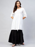 InWeave Women's Cream Short Anarkali Kurta