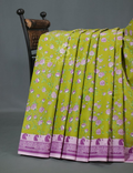 Block Print Apple Green Coloured Mulmul Cotton Saree By Gayathri Reddy Designer Studio