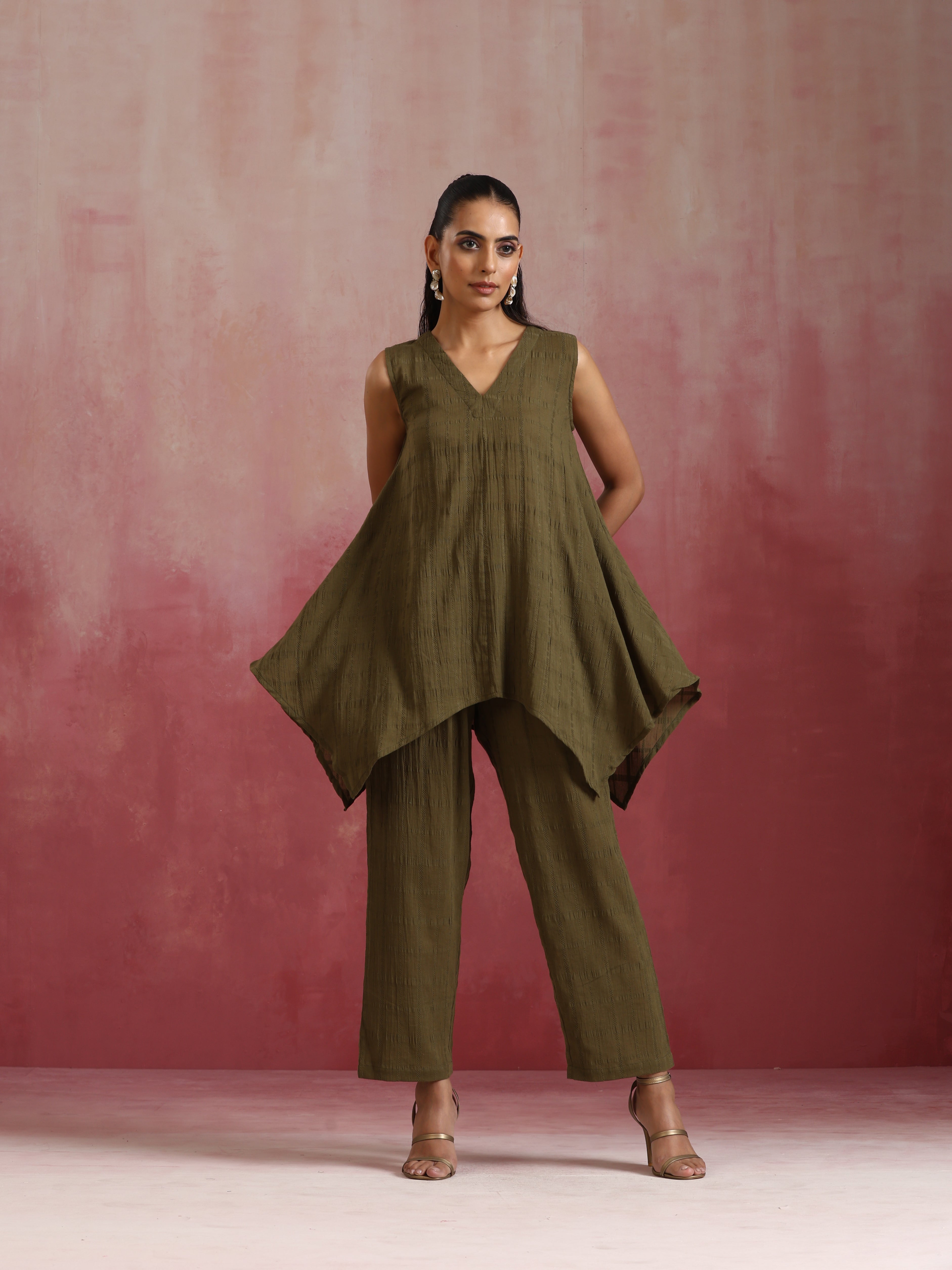trueBrowns Olive Cotton Dobby Dobby Co-ord set