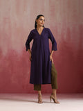 trueBrowns Purple Cotton Dobby Kurta Set