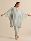 trueBrowns Grey Bandhani Printed Silk Kaftan Co-Ord Set