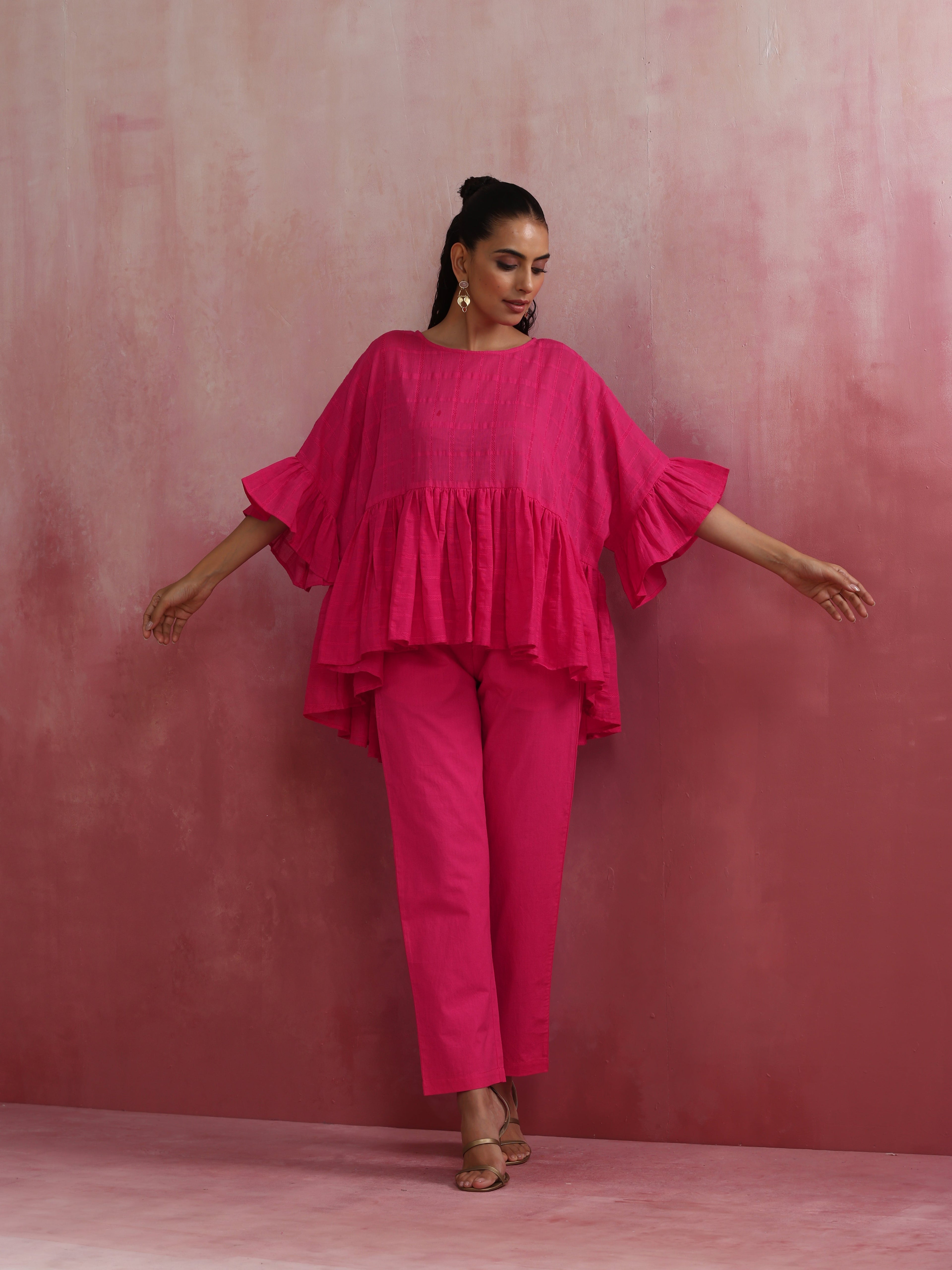 trueBrowns Pink Cotton Dobby Co-ord set