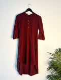 trueBrowns Maroon Slub Kurta