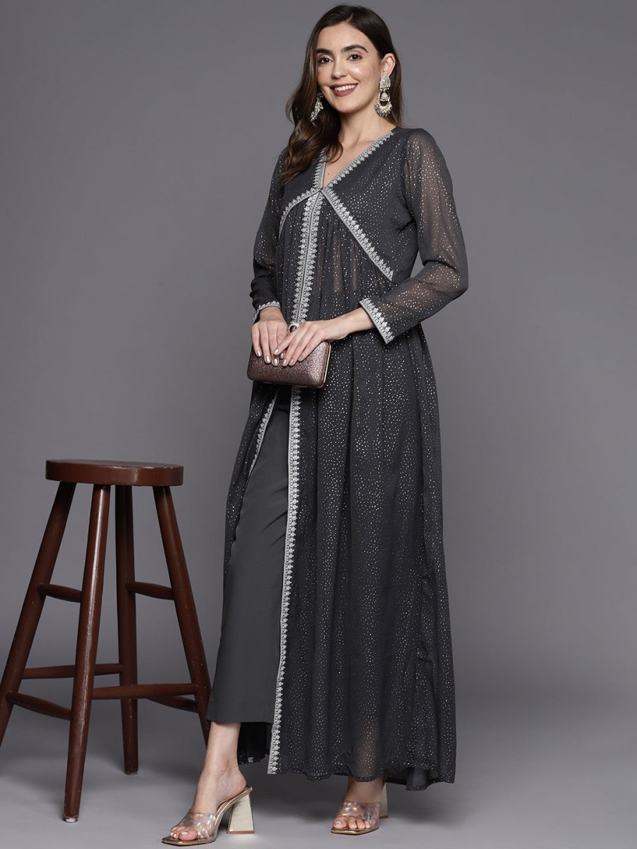 Ahalyaa Glitter Printed Top With Trousers