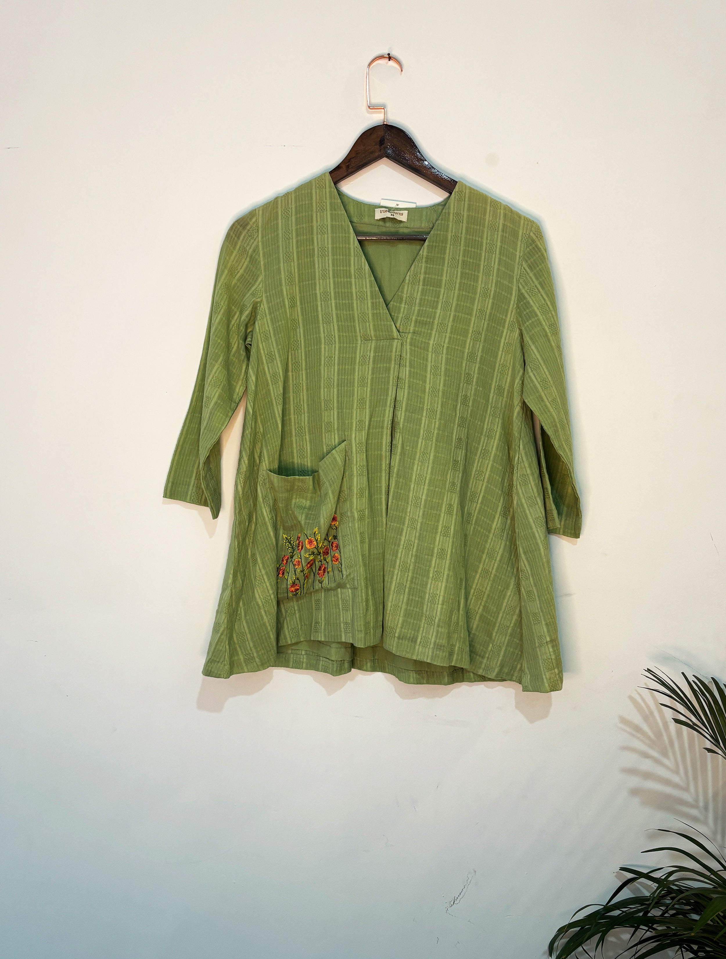 trueBrowns Light Green Check Dobby Co-ord Set