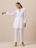 trueBrowns Gauze White Short Co-Ord Set