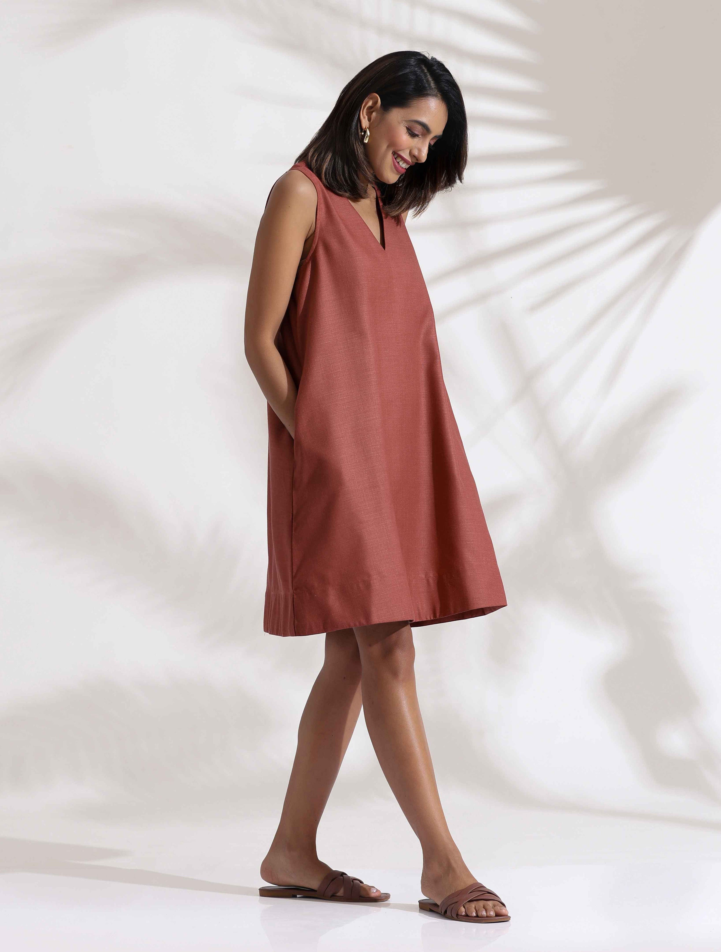 trueBrowns Pink Slub Dress