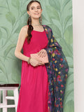 InWeave Women's Fuchsia Strappy Set W Navy Pink Or Dupatta