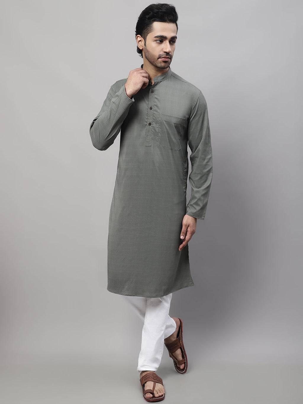 Even Apparels Multi Pure Cotton Kurta With Band Collar