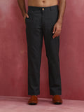 trueBrowns Men's Charcoal grey Cotton Twill Pants