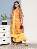 InWeave Women's Cassatta Yellow Cr Strappy Set With Mustard Brown Cape