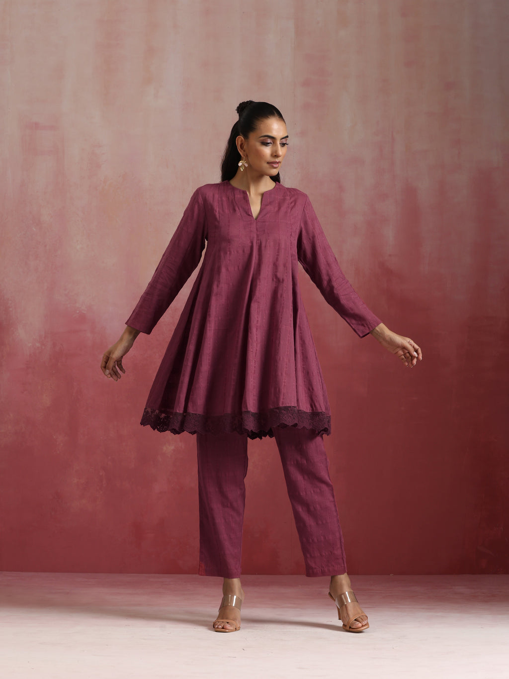 trueBrowns Mauve Cotton Dobby Co-ord set