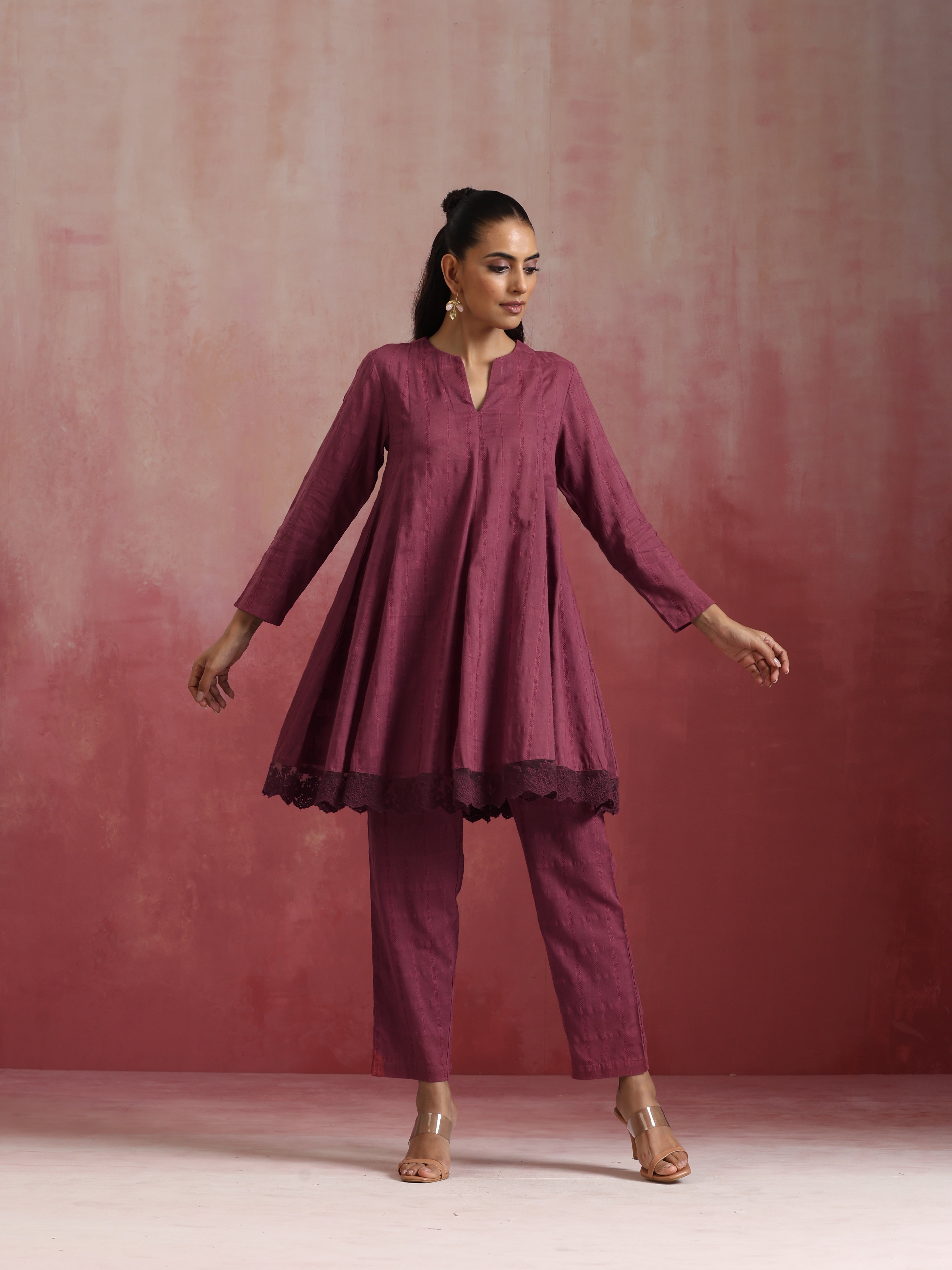trueBrowns Mauve Cotton Dobby Co-ord set