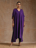 trueBrowns Violet Modal Satin Kaftan Kurta Set