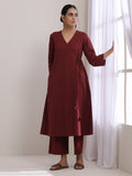 trueBrowns Ruby Wine Dobby Angrakha Pant Set