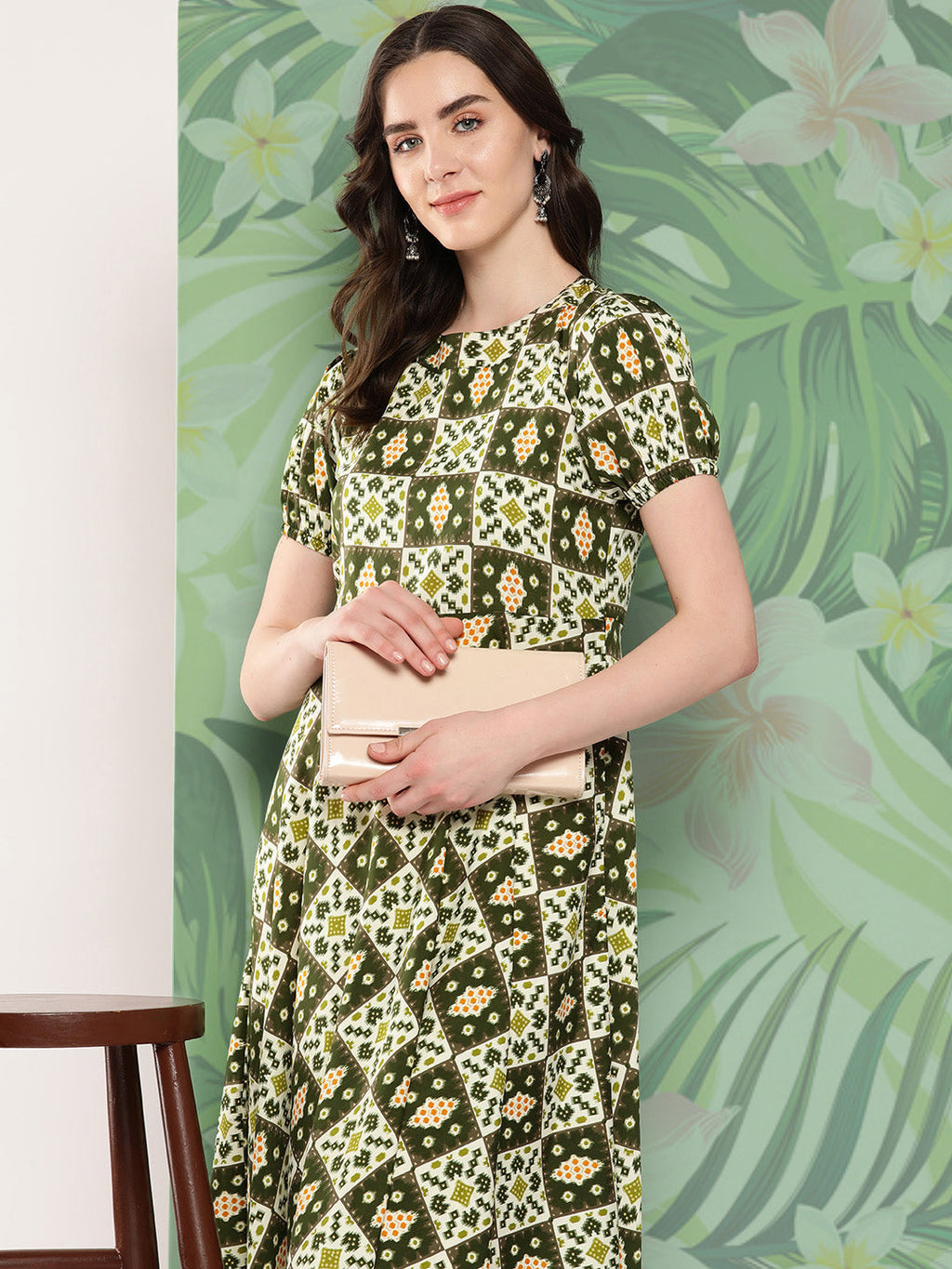 InWeave Women's Dark Green Square Dress