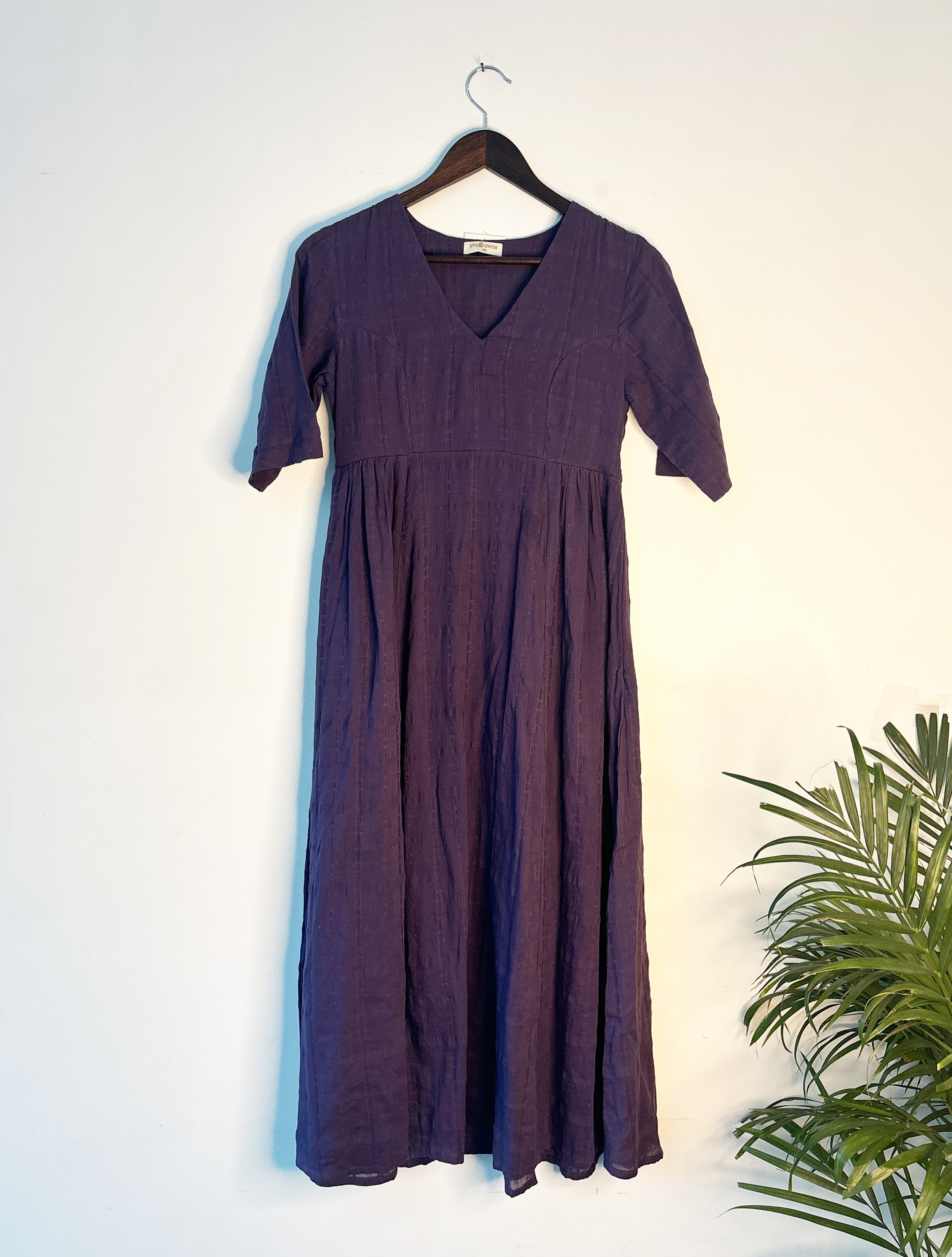 trueBrowns Purple Square Dobby Dress