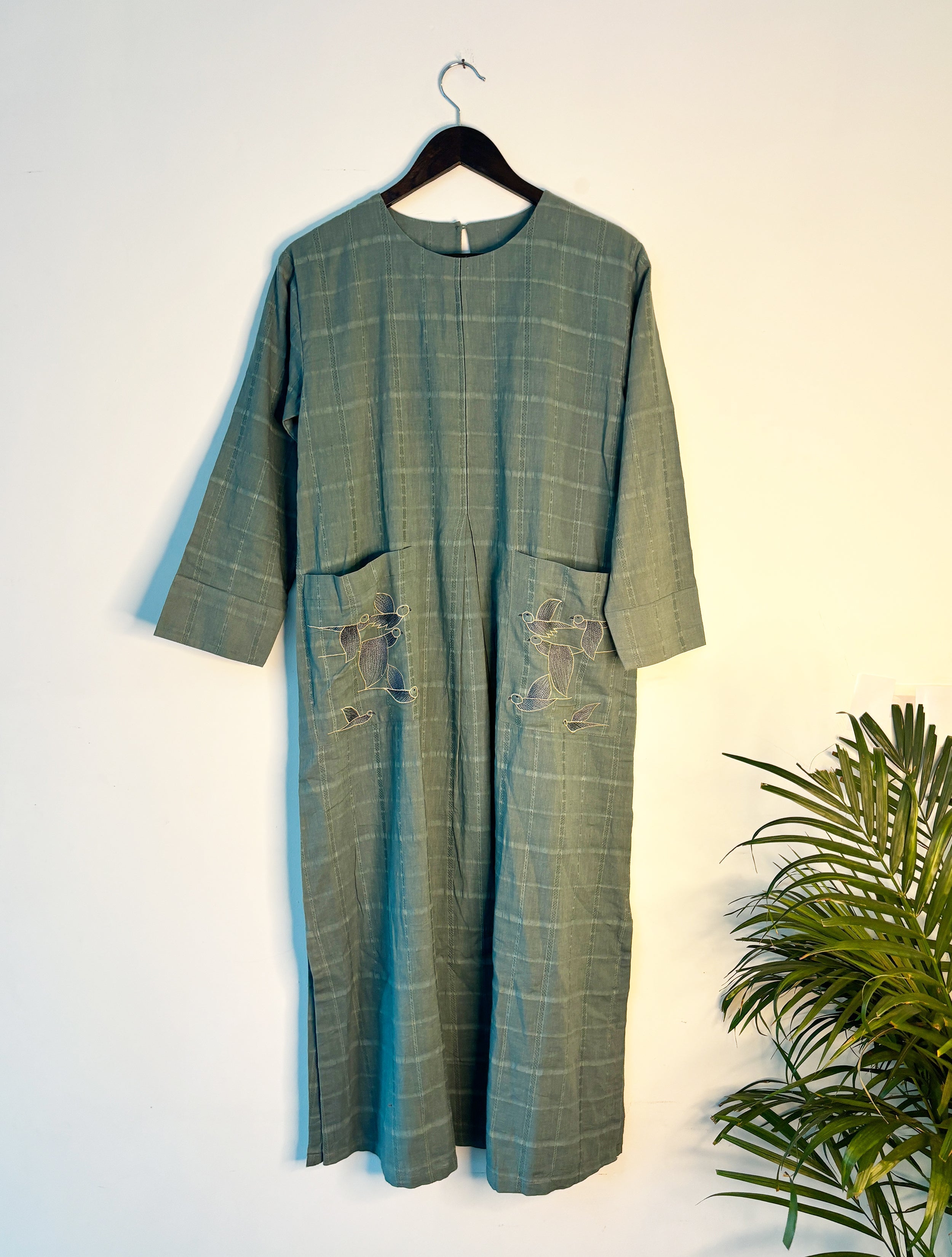trueBrowns Light Blue Dobby Dress